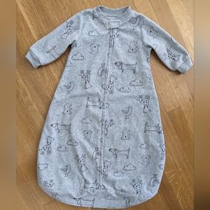 Carter's Light Gray Animal print fleece Sleep sack. Size Medium, 6-9 Months.